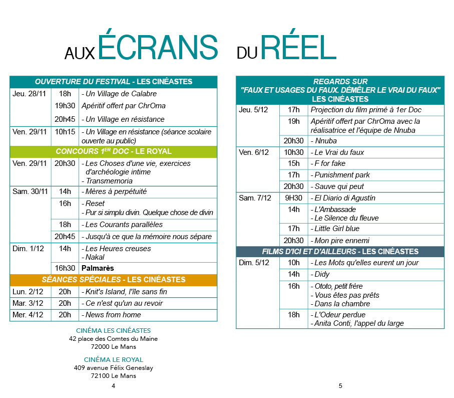 Programme Aux Ecrans du reel 2022